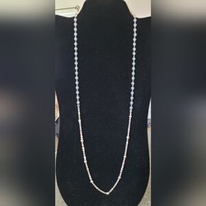 Elegant Blue and Silver Beaded Necklace